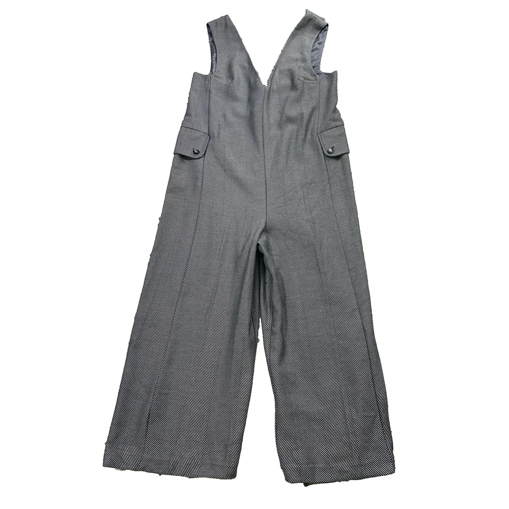 Cartonnier Womens M Wide Leg Cropped Jumpsuit Overall Oxford Striped